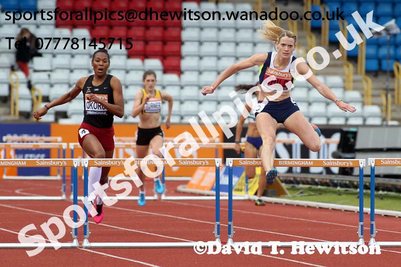 Eiledh Child (Pitreavie) wins 400 metres hurdles, 2014 Sainsbury's British Championships. Photo: David T. Hewitson/Sports for All Pics